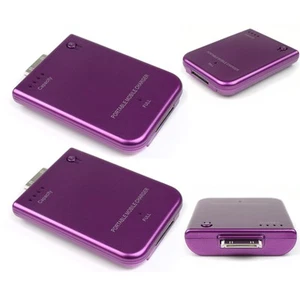 2X 2800MAH PORTABLE EXTERNAL PURPLE BATTERY CHARGER 30-PIN IPHONE 4S 4 IPOD NANO - Zdjęcie 1 z 1