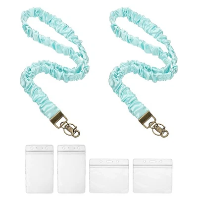 Pack de 2 cordones Scrunchie Teacher con 4 tarjeteros, azul claro Foto 1 de 4