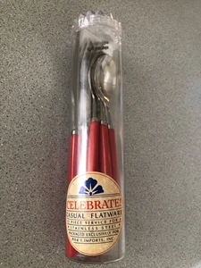 Vintage Anacapa Pier 1 lässiges Besteck Edelstahl roter Griff Picknick 12-teilig - Bild 1 von 5