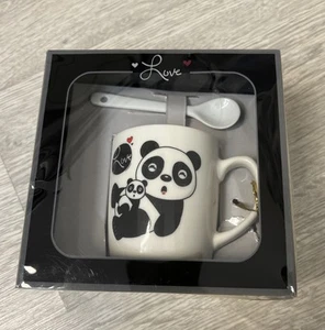 Panda Becher - Niedliche Tasse mit Löffel - Geschenkset -Tee Kaffee - OVP Kinder - Bild 1 von 3