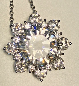 Collar de plata de ley 925 para mujer de 16 pulgadas con flor de copo de nieve de moissanita blanca JTV - Imagen 1 de 5