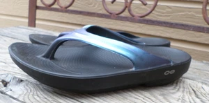 Sandalias de Tanga Oofos "Oolala" Luxe Azul/Verde Recuperación Para Mujer 9 - Imagen 1 de 7