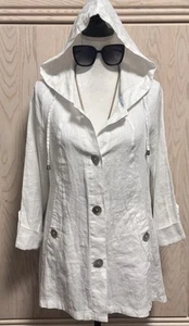 Sigrid Olsen Lagenlook 100% Linen Hooded Boho Jacket Women’s Small White . New. - Picture 1 of 17