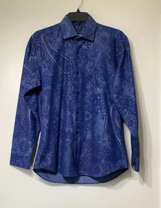 Jared Lang Herren Blau Paisley Langarm Button Down Hemd Größe Medium - Bild 1 von 9