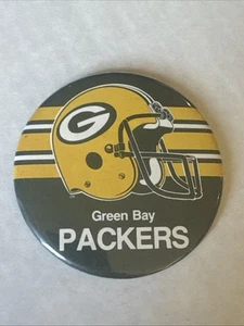 "Pin de fútbol americano Green Bay Packers vintage años 70 80 botón trasero grande 3,5""" - Imagen 1 de 4