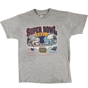 Super Bowl 38 T Shirt by Fruit of the Loom Size Large 2004 Patriots vs Panthers - Picture 1 of 15