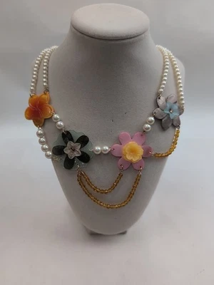 NWT ANTHROPOLOGIE NECKLACE Vintage Pearls Flowers Y2K  - Image 1 of 4