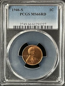 Lincoln Wheat 1946-S 1C RD un centavo graduación profesional MS66RD 61291227 - Imagen 1 de 2