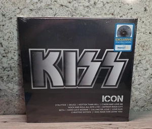 KISS ICON Silver Black Splatter Color Vinyl LP Walmart Exclusive Album - Picture 1 of 2