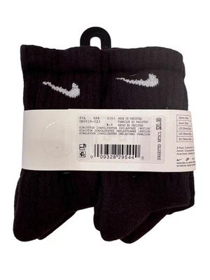 Paquete de 6 calcetines negros Nike talla 10c-3Y Dri - ajustados nuevos con etiquetas $20 unisex niño joven Foto 1 de 4