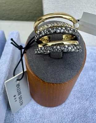 Anillo Alexis Bittar Pavé Órbita Cristal Capas Oro Gunmetal 2 Tonos Talla 8.5 Nuevo con Etiquetas  Foto 1 de 3