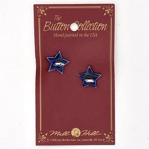 Mill Hill The Button Collection Ceramic Buttons Small Dark Blue Star 5/8" 2 pc - Picture 1 of 5