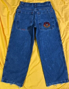 VINTAGE JNCO JEANS 36 x 32 8 BALL BULLDOG RARE - Picture 1 of 6