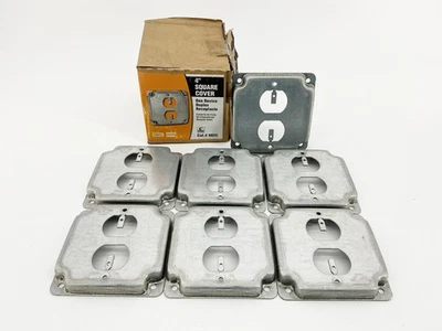Nueva Caja de 7 Hubbell 902C 4" Cubierta Cuadrada Receptáculo Dúplex Foto 1 de 4