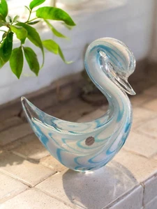 Vintage LG .12" ~Glass Statue Blue & White Hand Blown Murano Glass -Orig-Sticker - Picture 1 of 21