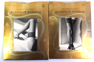 NOS Vtg Victorias Secret Glamour Sheers Lace Top Back Seam Thigh Highs Lot SMALL
