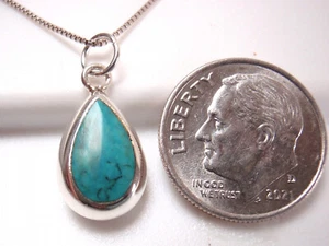 Mother of Pearl and Simulated Turquoise 925 Sterling Silver Reversible Necklace - Picture 1 of 2