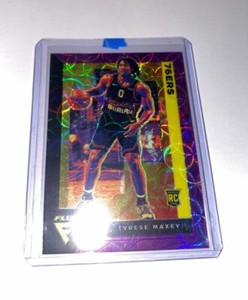 Tyrese Maxey 2020-21 Panini Flux Purple Scope Prizm 4/18 RC No.208