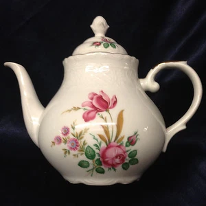 SCHUMANN ARZBERG BAVARIA GERMANY SCH270 PINK FLORAL TEAPOT 42 OZ GOLD TRIM - Picture 1 of 9