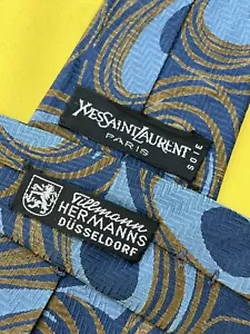 Authentic YSL YVES SAINT LAURENT X TILLMANN HERMANNS On N.Blue Silk Necktie Tie - Picture 1 of 8