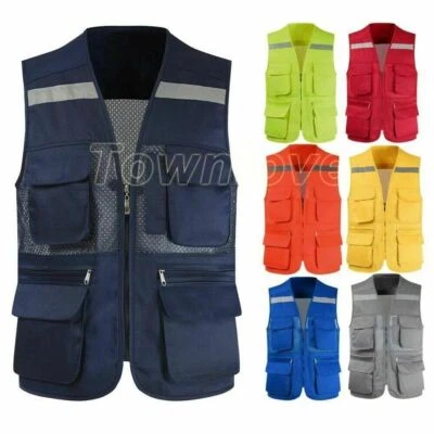 Chaleco Fotógrafo con Bolsillos Malla Ropa de Trabajo para Hombre con Reflectores Foto 1 de 4