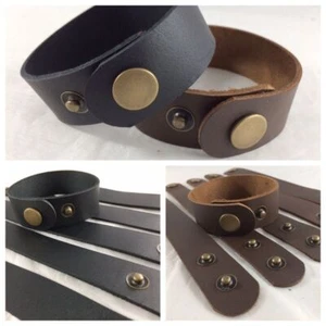 Pulseras brazaletes de cuero de 1,5" pulsera en blanco con broches de presión artesanías ajustables 5 piezas - Imagen 1 de 10