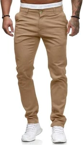 HUNGSON Mens Chinos Slim Fit Stretch Flat-Front Skinny Dress Pants - Picture 1 of 19