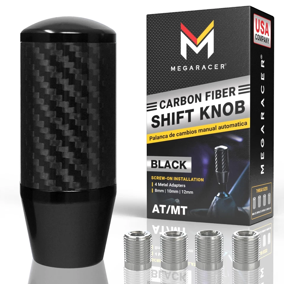 Mega Racer 100 Real Carbon Fiber Shift Knob for Buttonless Automatic and 4 ...
