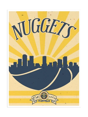 Denver Nuggets Poster Sunset Design Art Print Man Cave Decor 12x16" Cover