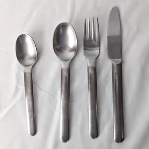 Vintage MCM Scan Retroneu 18/8 Korea Edelstahl 4-teiliges Besteckset Löffel Gabel - Bild 1 von 4