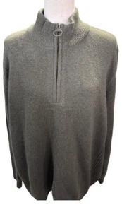 Barbour Wool Essential Half Zip Pullover Sweater Green Men's XXL Elbow Patch 2XL - Picture 1 of 7