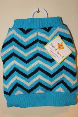 Fashion Pet Lookin Good Chevron Sweater Blue Small new - Image 1 of 2