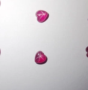 Transparent Star Ruby Heart 4x4 mm Cabochon 6 Rayed Lab-created 2 pieces Lot - Picture 1 of 12