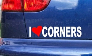 Calcomanías I Love Corners Divertidas Personalizadas Ventana Parachoques Coche JDM DUB Drift - Imagen 1 de 2