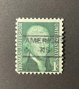 Americus, Kansas Type 852 Precancel - 1 cent Jefferson - U.S. #1278 - OG MNH KS - Picture 1 of 1