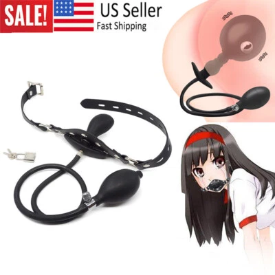 Unisex Silicone Harness Inflatable Bondage Ball Gag Plug Balloon Flirt - Bild 1 von 4