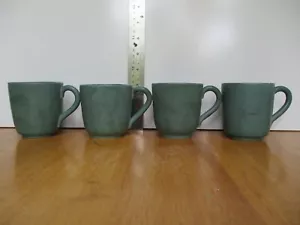 Vintage Retro Handmade Coffee Tea Cups Set Green Colour Cups Set of 4 - Picture 1 of 9