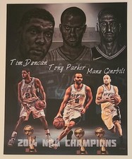 2014 NBA CHAMPIONS SAN ANTONIO SPURS TIM DYNCAN TONY PARKER 8X10 PHOTO GLOSSY