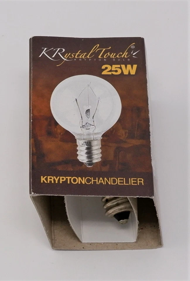 BULBRITE KRYSTAL TOUCH KRYPTON KR25G11CL G11 CANDELABRA BASE 25W CLEAR BULB, NEW - Image 1 of 1