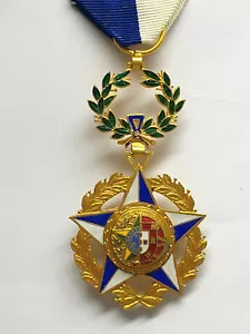 Inusual Antigua Medalla de Decoración de Esmalte PORTUGAL X BRASIL con Cinta Azul y Blanca - Imagen 1 de 10