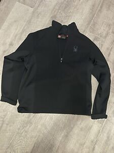 Spyder Core Sweater Black 1/4 Zip Pullover Jacket Fleece Lined Mens Size Medium