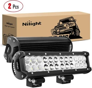 Nilight LED Light Bar 2PCS 12" Inch 72W Spot Flood Combo Off Road ATV SUV Trucks - Picture 1 of 9