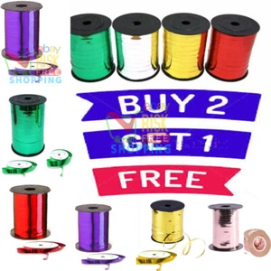 50 Metres Metallic Curling Foil Balloons Colour Ribbons Helium Wedding Birthday - Picture 1 of 20