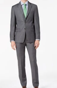 Calvin Klein Men Gray Slim X Fit Wool 2-Piece Jacket Pants Suit Size 42L - Picture 1 of 6