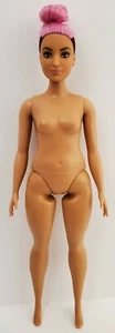 New Just Deboxed Nude Barbie Fashionistas Curvy Doll Pink Bun Hair Tan Skin - Picture 1 of 4