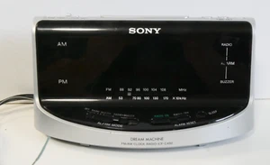 Sony Dream Machine Alarm Clock Silver AM FM Radio Large Digital Display ICF-C492 - Picture 1 of 7