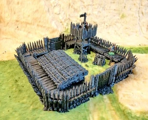 Log Palisade Fort 28mm Medieval Scottish Highlands Viking Terrain D&D Warhammer - Bild 1 von 18