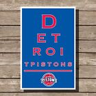 Detroit Pistons Art Basketball Nba Eyechart Poster Man Cave Decor 8X10"