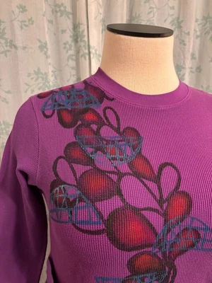 CAMISA JERSEY FLORAL MORADA PINTADA TÉRMICA AZUL PESCADO bolsillos superiores mujer M L Foto 1 de 3