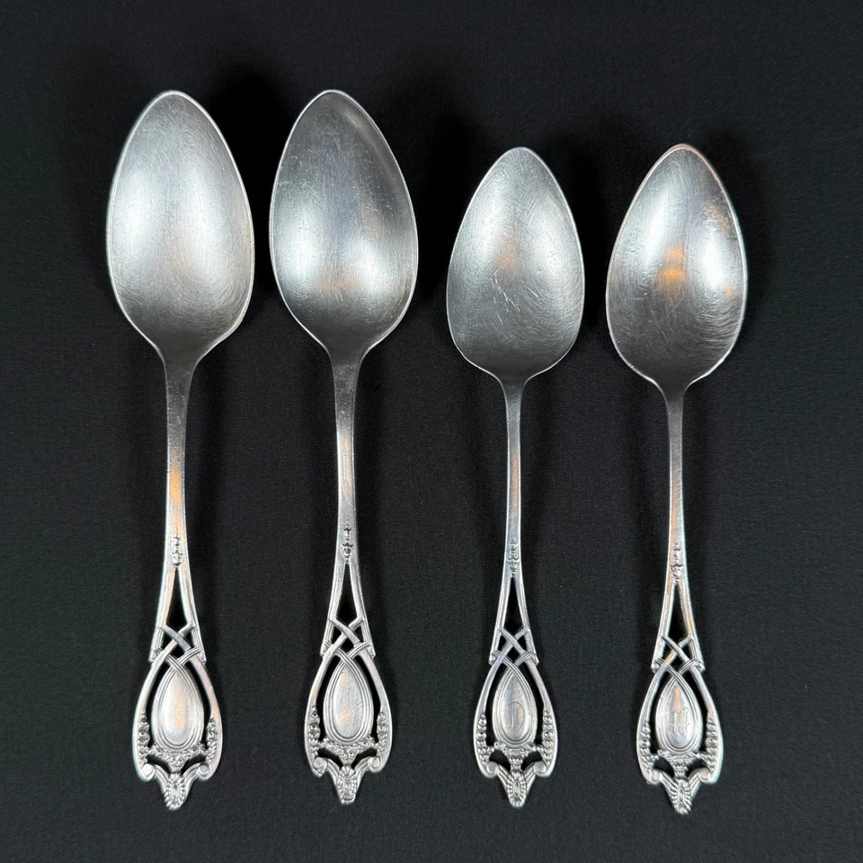 4x colheres de chá Monticello de prata esterlina RLB antiga Pat 28 de janeiro 08 67g - Imagem 1 de 4